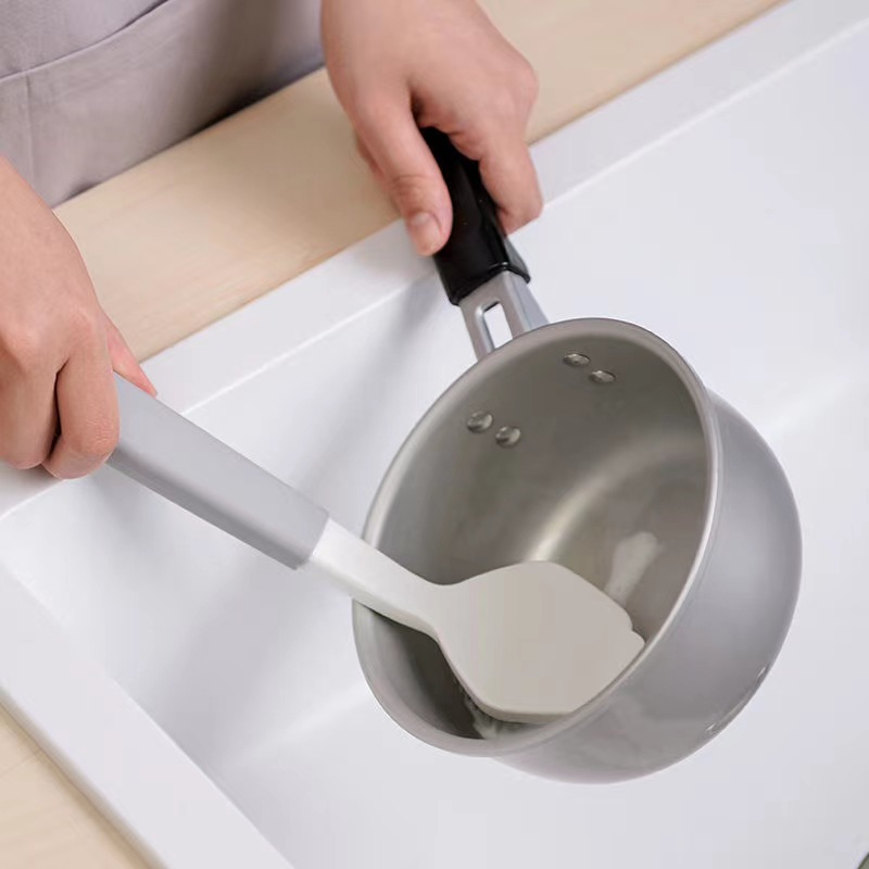 Silicone Long Handle Brush Kitchen Cleaning Brush Dish Brush Non-Stick Pan Brush