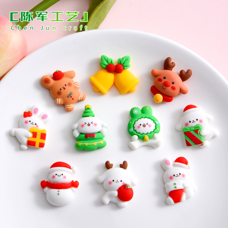 New Rabbit Santa Cus Series Ornaments Wholesale Handicraft DIY Material Headband Hair Accessories Phone Case Refridgerator Magnets