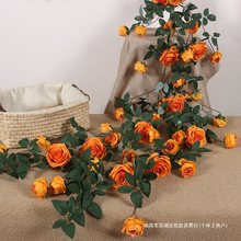 庭院造景布置玫瑰花藤条拍照花墙花条空调管道遮丑装饰假藤蔓