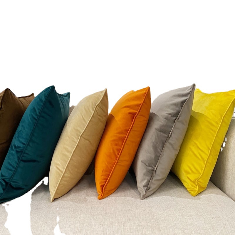 新款北欧纯色绒布滚边靠垫 家用靠垫沙发枕 简约荷兰绒抱枕-阿里巴巴