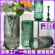 U型罗马柱式玻璃花瓶条纹简约客厅花器家居装饰插花瓶摆件高级感