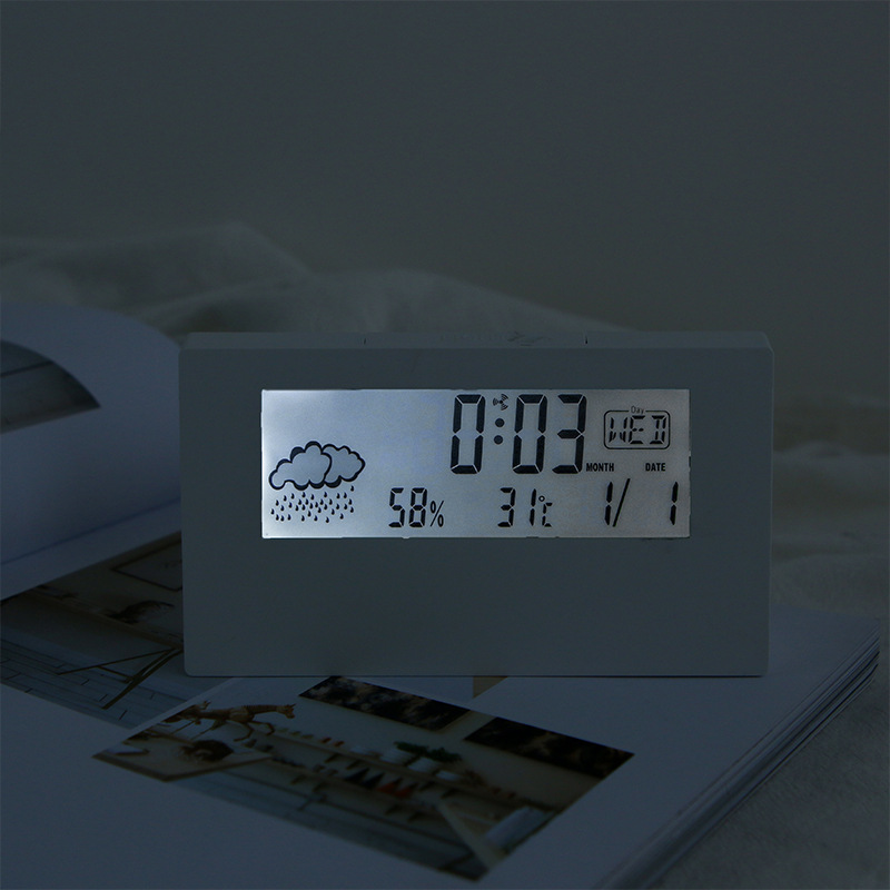Temperature and Humidity Time Clock Creative Weather Display Luminous Little Alarm Clock Ins Transparent Electronic Alarm Clock