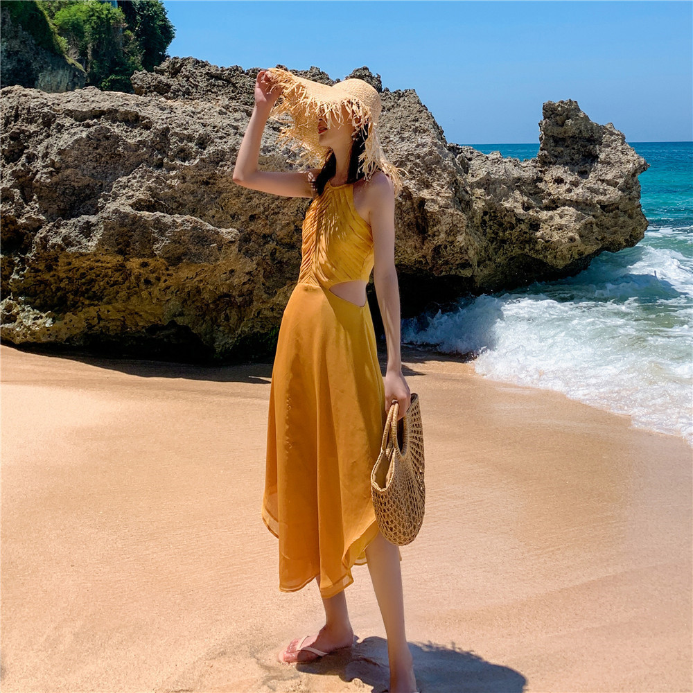 海南三亚波西米亚沙滩裙海边度假泰国显瘦小个子仙女连衣裙xw220