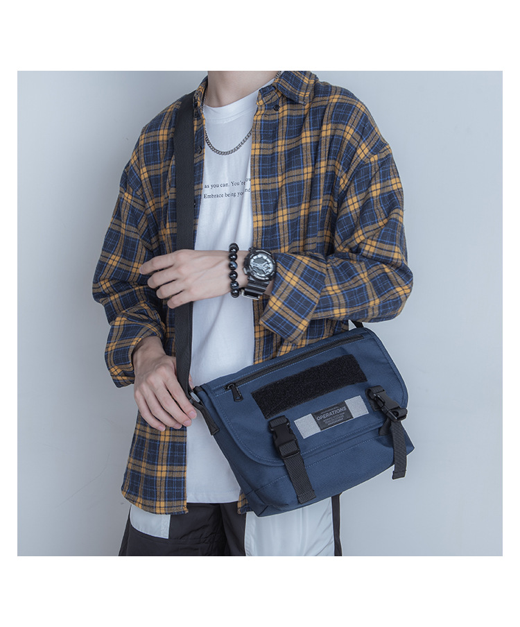 日韩时尚单肩包学院风青少年男学生书包斜挎骑行包街头休闲邮差包