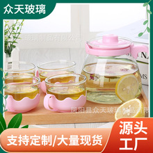 厂家批发花茶壶玻璃水具五件套 泡茶壶节日开业活动小礼品带礼盒