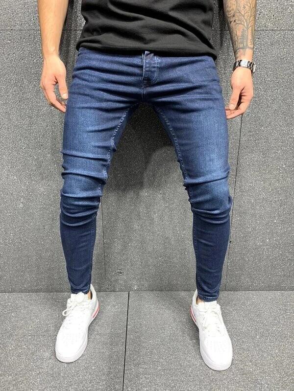 High Quality European and American Men's Stretch Skinny Jeans Foreign Trade Independent Station Classic Four-Color Hot