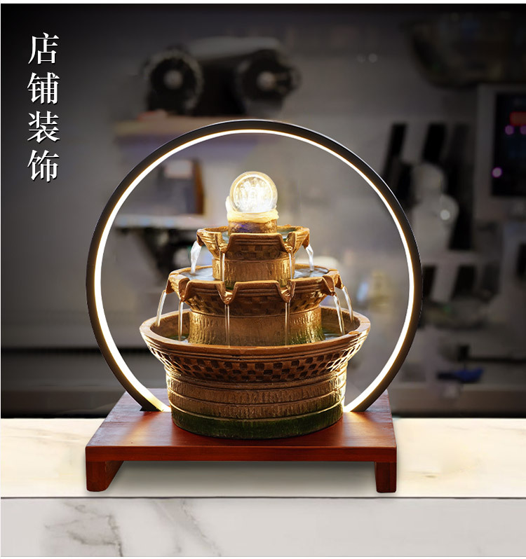 风水轮聚财室内转运球办公室桌面小型循环流水喷泉客厅装饰摆件