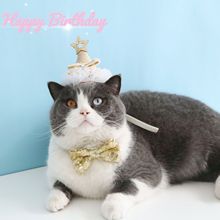 宠物猫咪狗兔生日蕾丝五角星立体帽子亮片领结蝴蝶结派对套装礼盒