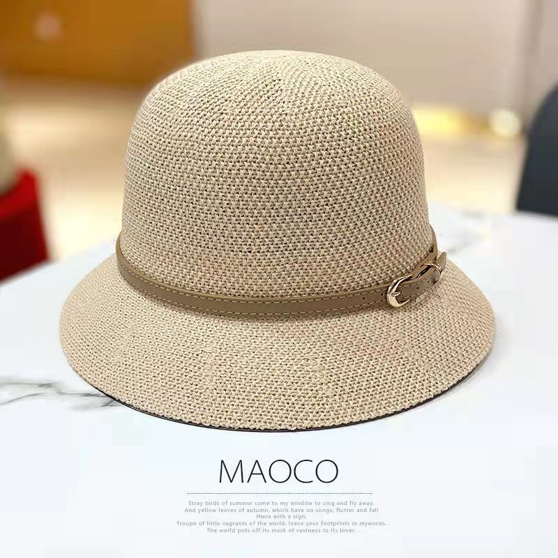 New Hat Women's Summer Counter Same Style Bucket Hat Bucket Hat Fashion Sun Protection Sun Hat All-Matching Western Style Folding Top Hat