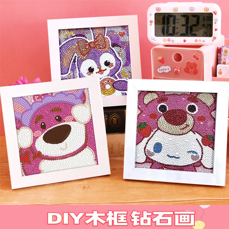 children‘s diy production handmade sticker diamond painting new year decorative painting with frame children‘s toys dot stickers generation