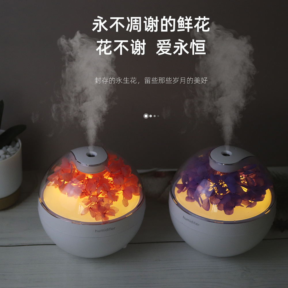 New Yongsheng Flower Humidifier Creative Home Fog Hydrating Desktop Night Light Mute Air Humidifier Cross-Border