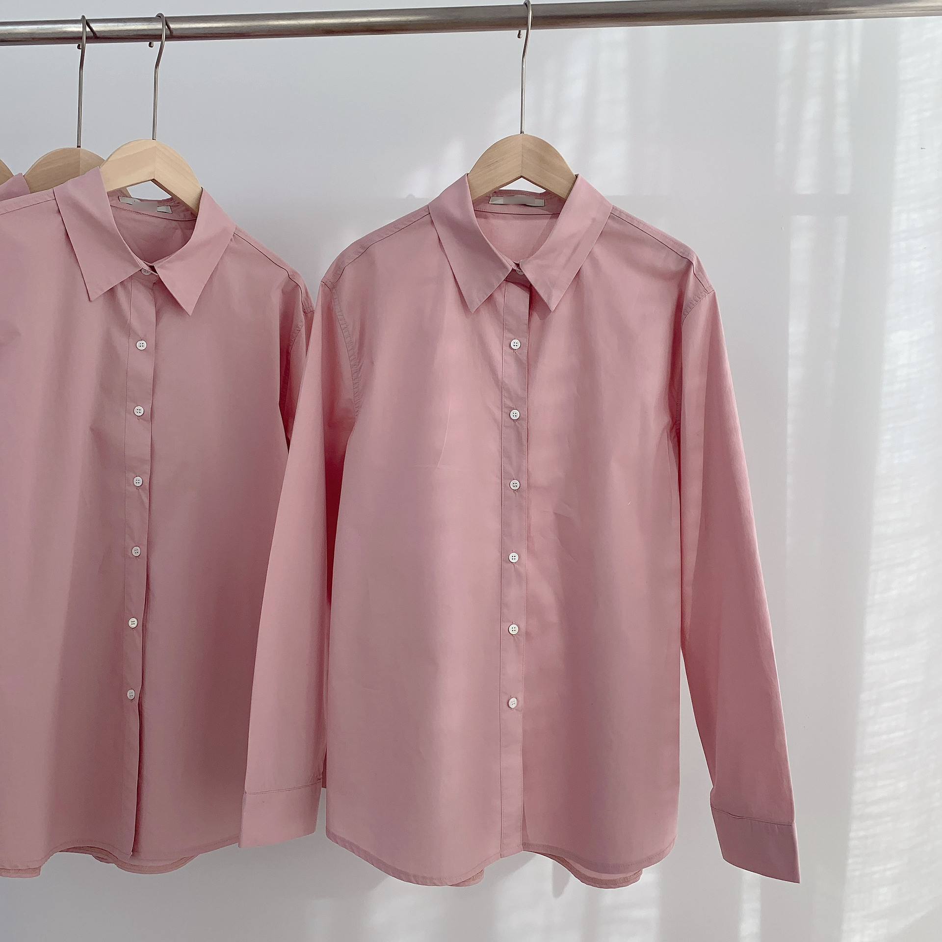 【5天】2022年春季新品韩国东大门干枯玫瑰粉温柔通勤衬衫bl1841