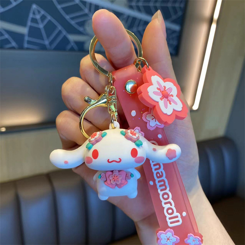 Cartoon Cute Sanrio Cherry Blossom Keychain Melody Clow M Female Cars and Bags Keychain Pendant Gift