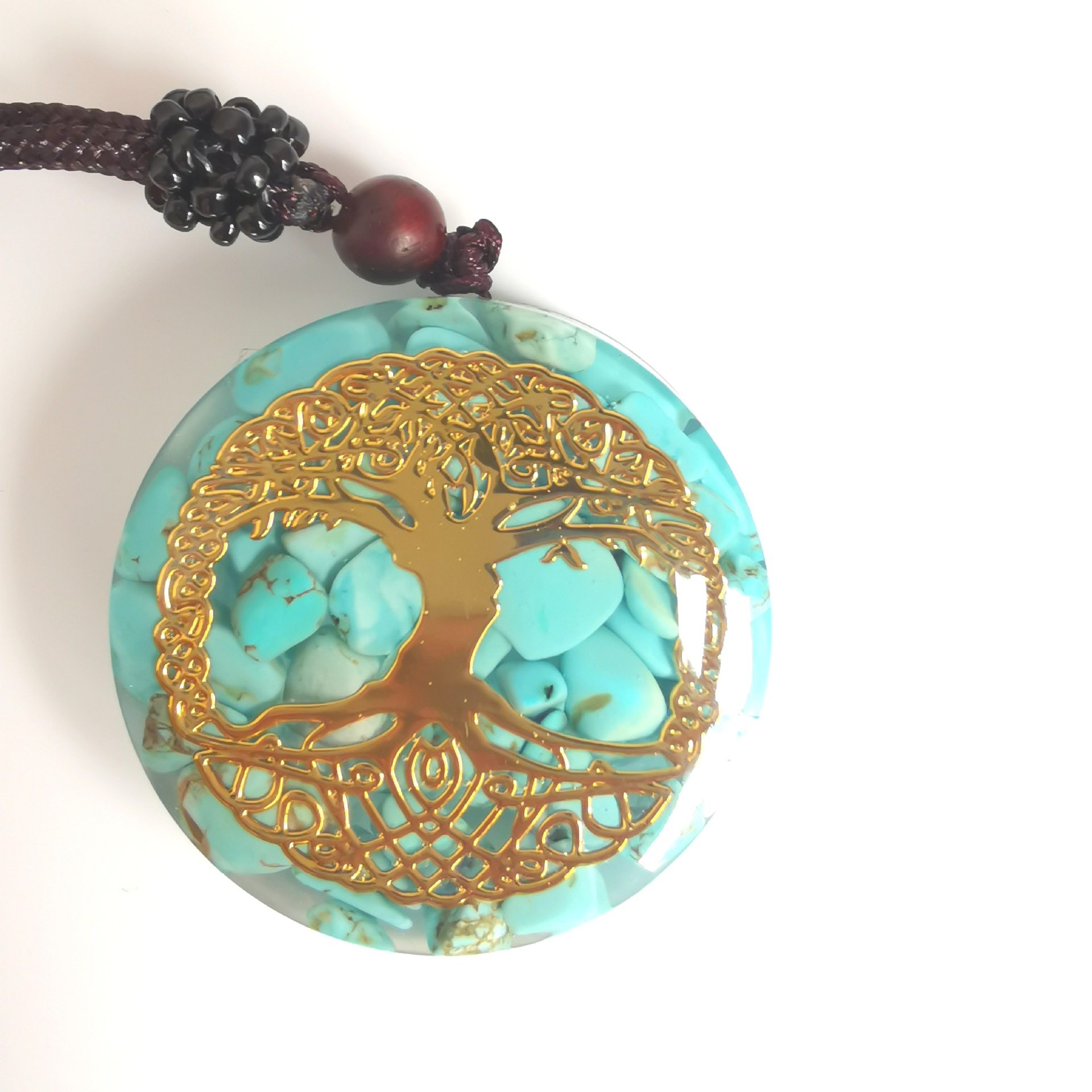 跨境奥根能量生命之树吊坠天然绿松石