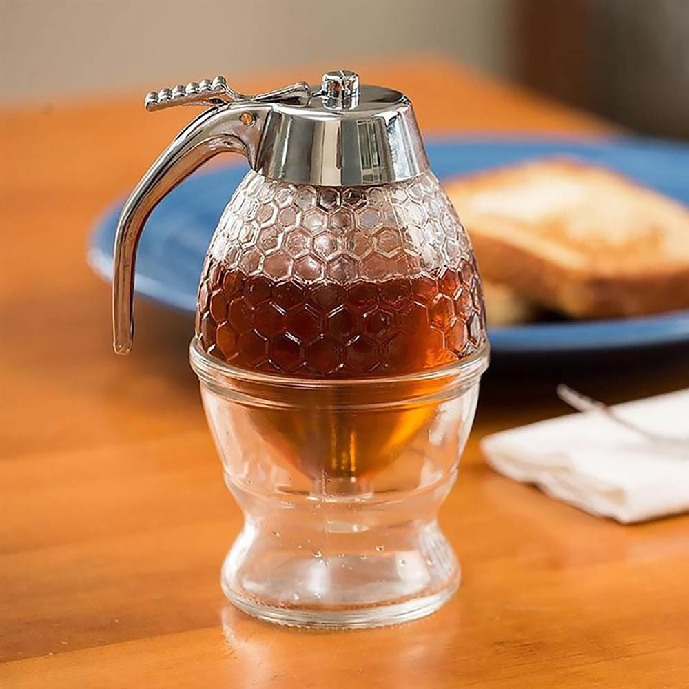 Creative Press Type Honey Pot Jam Squeeze Bottle Sealed Plastic Cans Funnel Type Jar Syrup Pot Sprinkling with Base