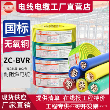 深圳成天泰电线电缆国标bvr1.5/2.5/4/6平方铜芯阻燃单芯多股软线