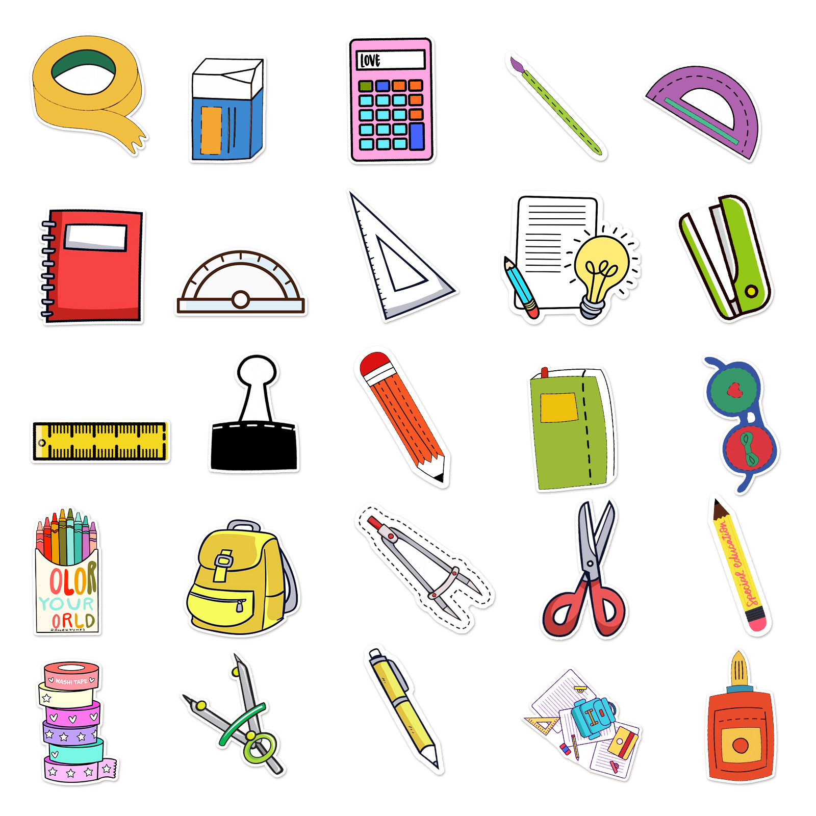 50张ins风卡通文具套装diy创意贴纸行李箱滑板车冰箱手机装饰贴纸