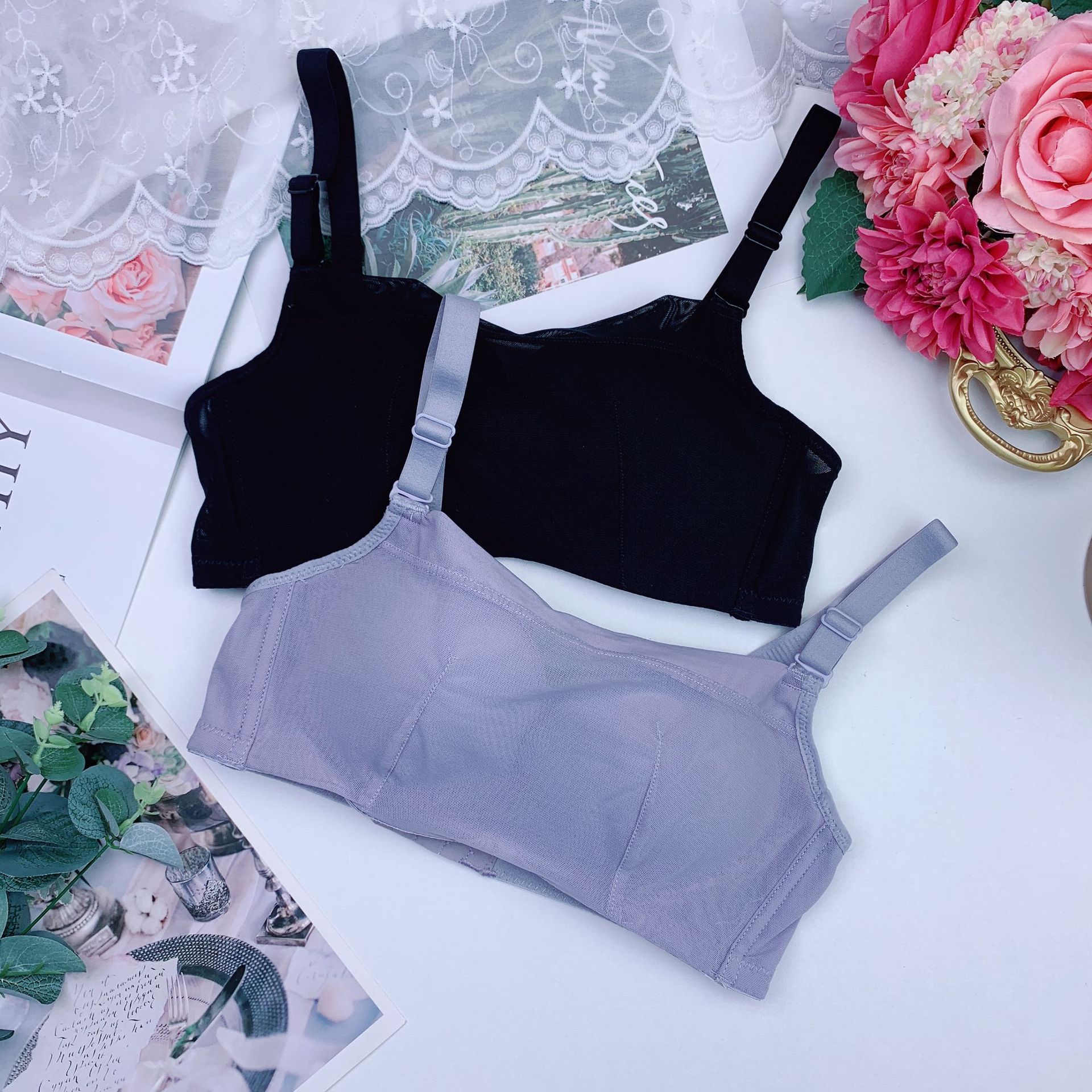 抹胸防走光内衣套装女无痕聚拢调整型无钢圈裹胸式文胸薄款胸罩女