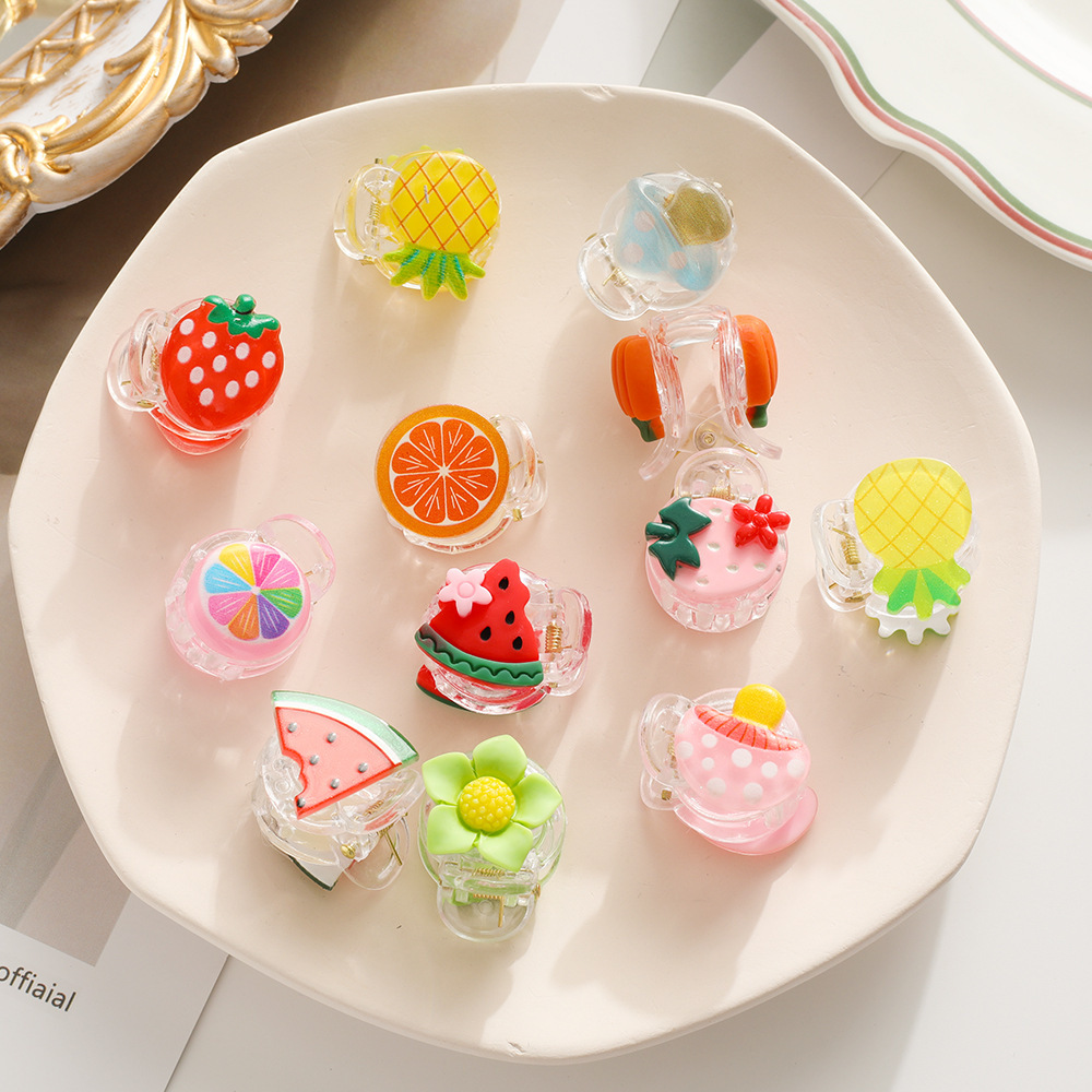 美少女果冻水果迷你小抓夹夏日小碎发夹子软妹编发发卡头饰鲨鱼夹