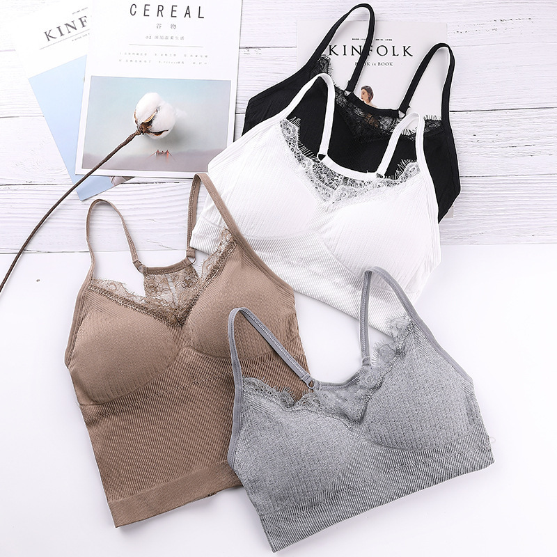 无缝美背裹胸带新品蕾丝内搭抹胸胸垫外穿吊带网红打底聚拢少女女