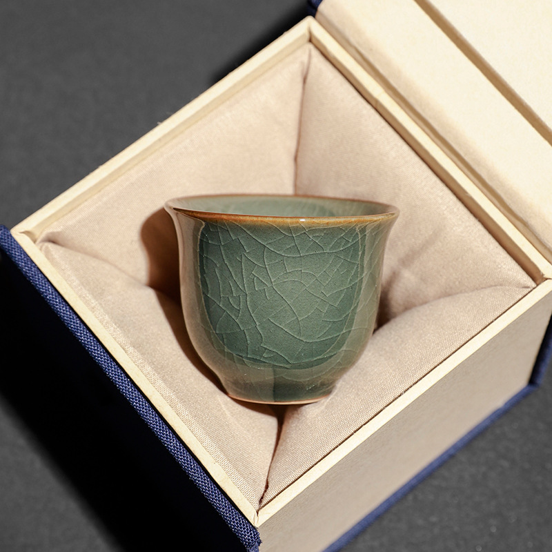 哥窑冰裂纹开片小茶杯功夫茶具品茗杯喝茶小杯子客人杯陶瓷闻香杯