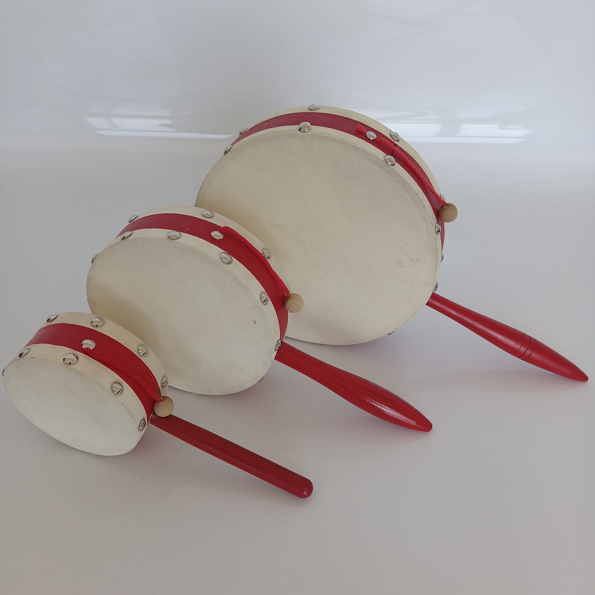 奥尔夫打击乐器4寸6寸8寸拨浪鼓羊皮鼓儿童手摇鼓儿童早教玩具