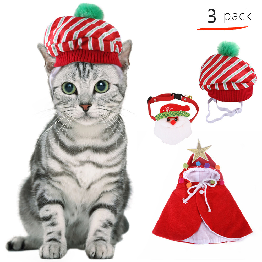 Summary Pet Cat Dog Hat Headdress Scarf Cloak Pet Costume New Year Cloak Christmas Clothes Suit