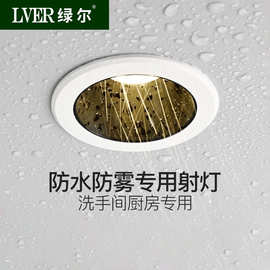 防水筒灯led嵌入式天花射灯卫生间浴室淋浴房干区湿区洗澡防潮雾