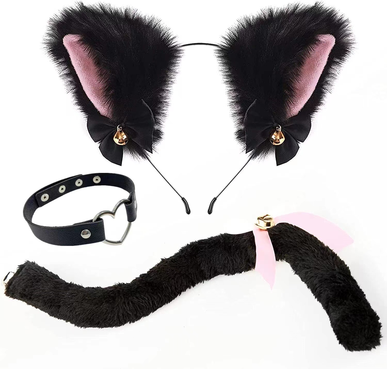 Cross-Border Supply Animal Headdress Halloween Cat Ear Headband Cute Adult Plush Tail Sexy Suit Dress up