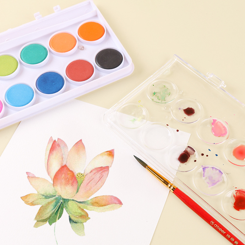 Single Horn Deer Solid Powder Watercolor Cross-Border 12 Colors 28 Colors 36 Colors Transparent Gouache Painting Kit