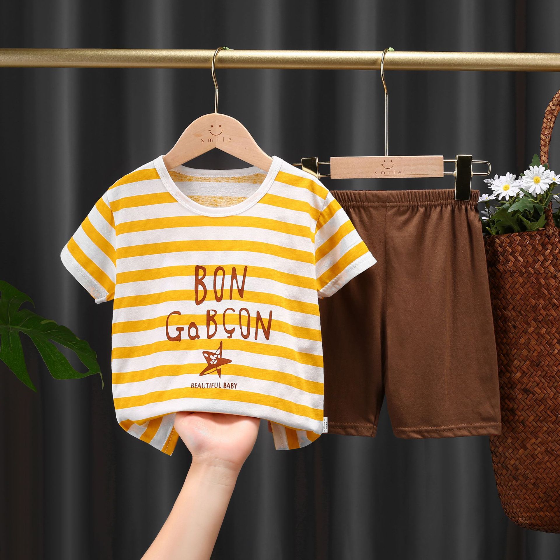 儿童短袖套装夏季纯棉t恤男童服装韩版宝宝新款衣服女童套装童装