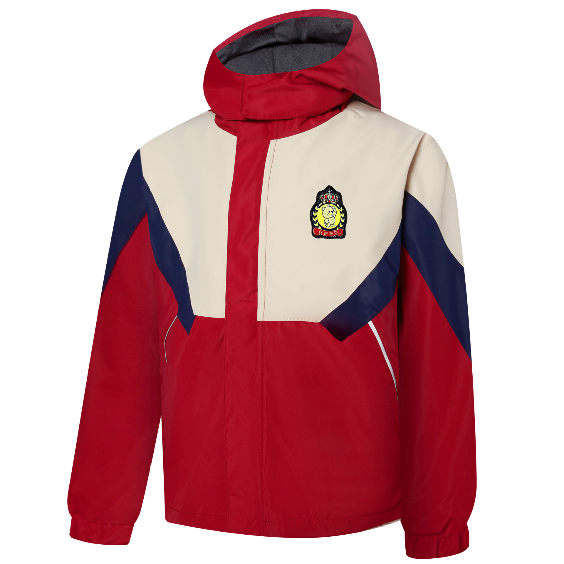 小学生加厚校服冲锋衣儿童红色班服冬运动服幼儿园园服户外团体服