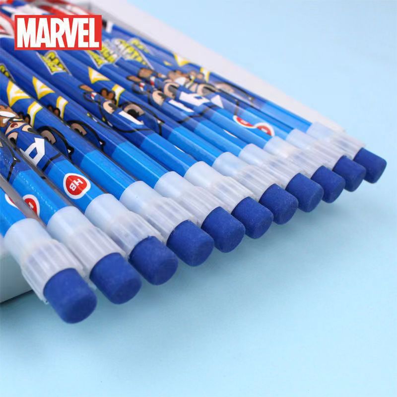 Disney Disney Ma41303 Children Marvel Student 12 PCs PVC Clamshell Packaging Large Leather Tip Six Angle Rod Pencil