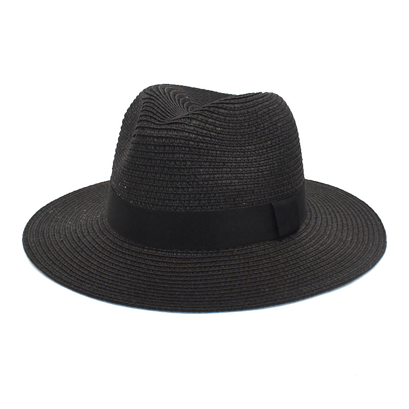 New Summer Hat Straw Panama Straw Hat British Style Top Hat Boy and Girl Sunshade Fashion Sun-Proof Beach Hat