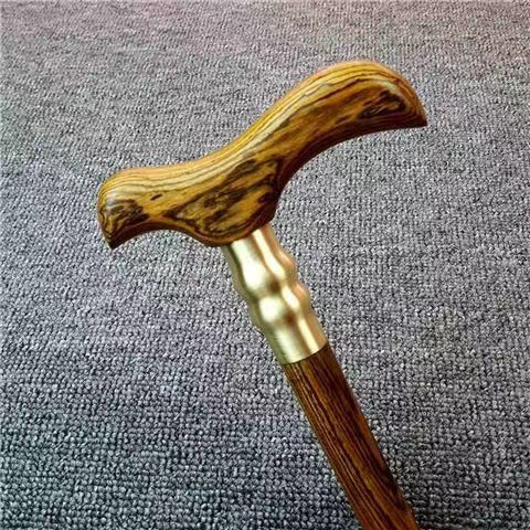 黄金檀拐杖圆头文明杖鸡翅木助行文明拐杖老年人檀木红木手杖木质