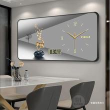 2024新款现代餐厅装饰画家用电子万年历客厅背景墙挂钟饭厅钟表画