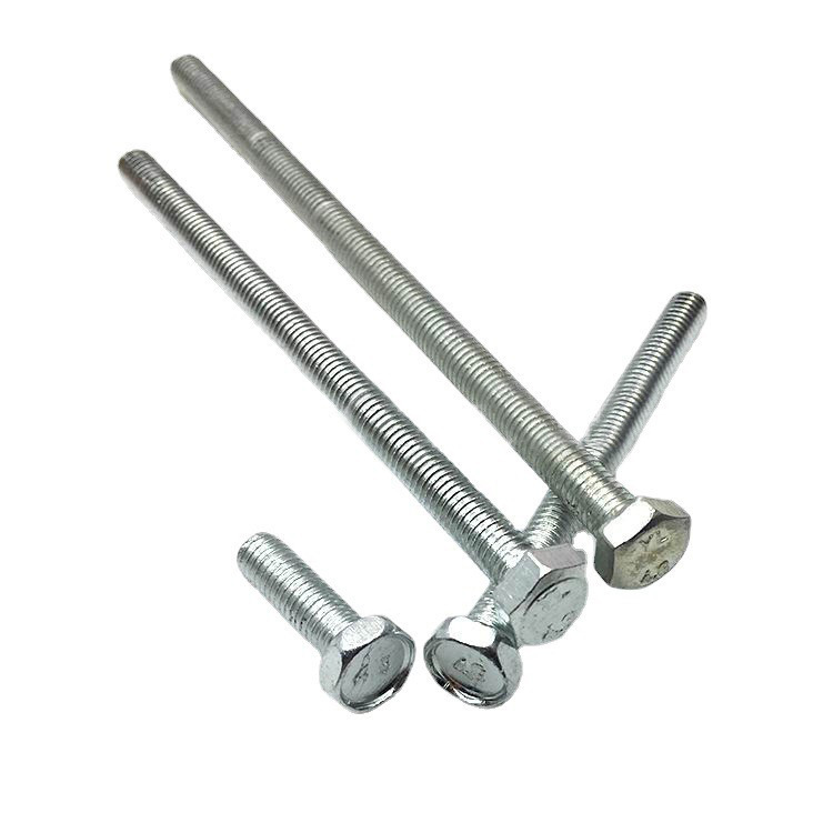 生产批发外六角螺栓螺丝 m6-m8电镀白锌加长全牙螺纹杆六角螺丝