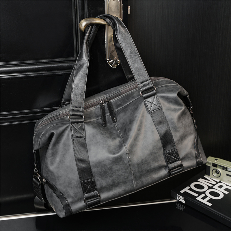 New Frosted Pu Men's Handbag Fashion Casual Messenger Bag Men's Pu Travel Bag Large Capacity Luggage Bag
