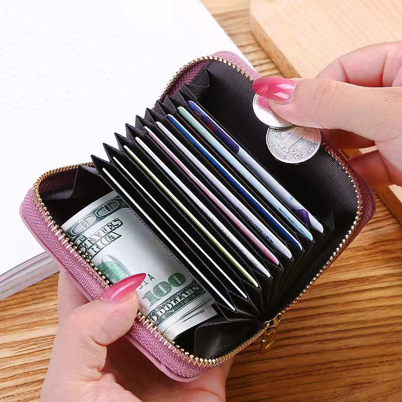 Card Holder New Simple Fashion Expanding Card Holder Women's Zipper Men's and Women's Card Holder Driver's License Package Credit Card Wallet