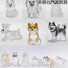 可爱小狗透明毛发收纳盒动物毛球胶囊挂件装饰纪念防尘盒收集玩具