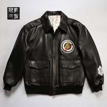 美国复刻二战美军军版款式陆航轰炸机b3羊皮毛一体飞行员夹克皮衣