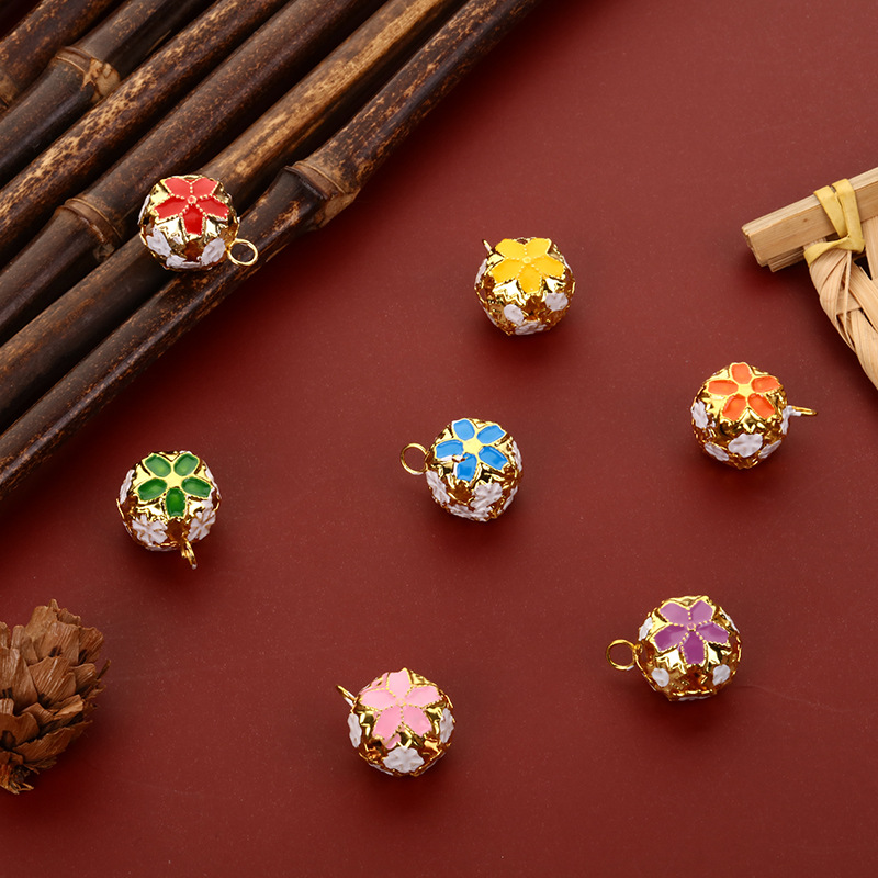 日式复古花铃12 14 18mm景泰蓝镂空铃铛狗狗笼具头饰花铃铛