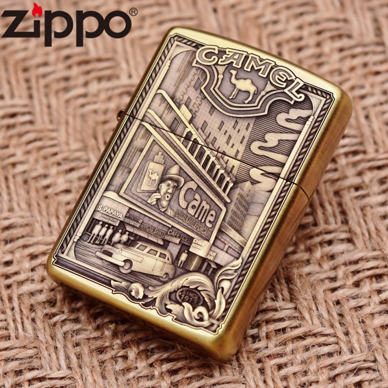zippo 芝宝 黄铜盔甲机双面浮雕3d立体骆驼乔大楼