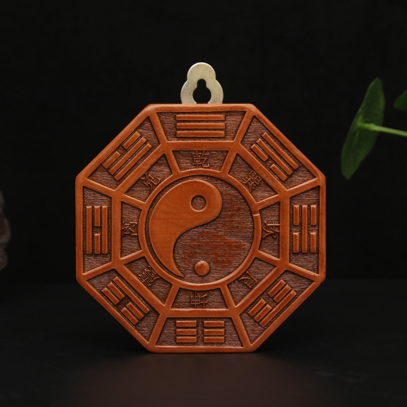 八卦镜挂件桃木阴阳八卦牌搬家新居门口风水挂件卫生间冲门窗阳台