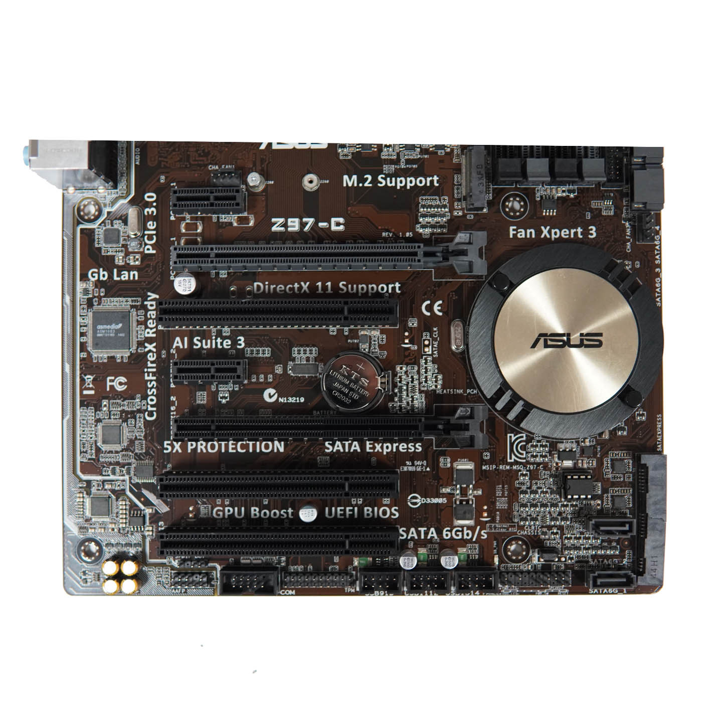 实物拍摄:主板型号为:asus/华硕z97-c玩家国度 atx 板 1150针,1150