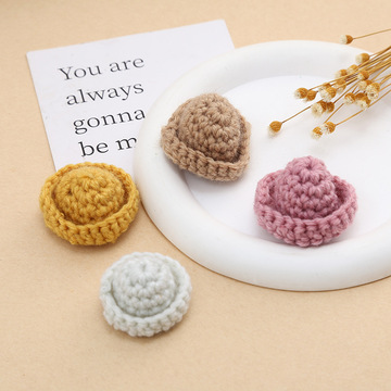 纯色毛线针织帽 玩具配件迷你可爱小帽子毛绒球饰品配饰服装辅料