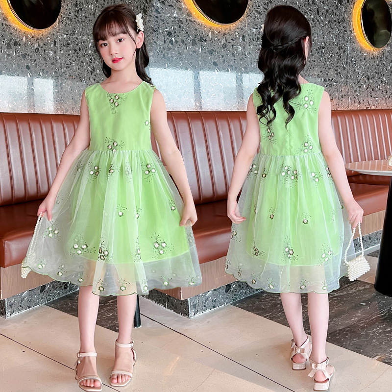 女童刺绣小碎花连衣裙夏季儿童背心裙子夏装中大童小女孩公主裙夏