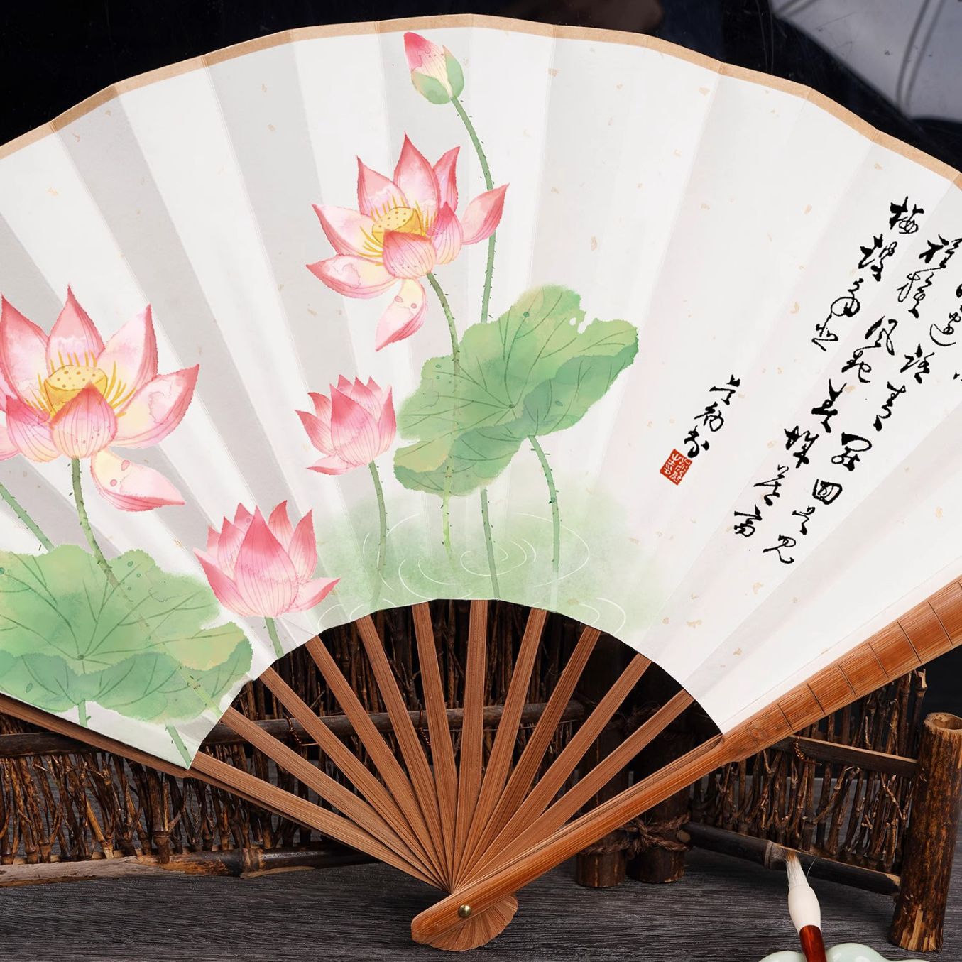 扇子宣纸折扇中国风空白洒金宣纸扇面男女式随身题字国画书法7寸8