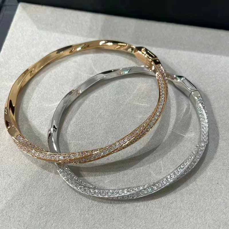 格家高版本v金莫比乌斯镶钻手镯18k玫瑰金女个性手环高级感潮工厂