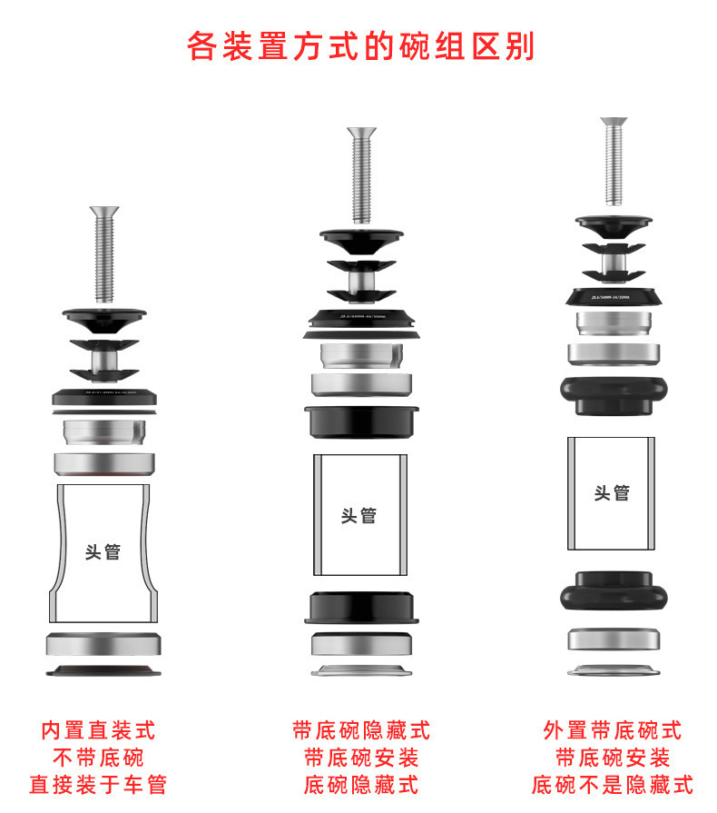 promend带底碗自行车碗组 4430山地车培林前叉八件铝合金车头组件